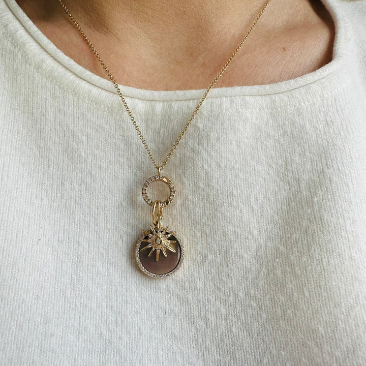 Small Grey Mother of Pearl Diamond Disc Charm