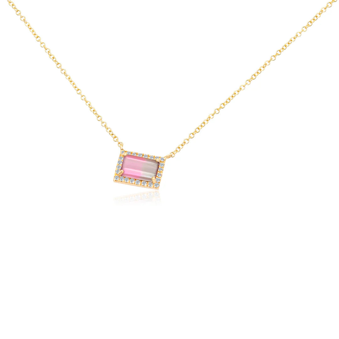 Diamond Watermelon Tourmaline Necklace