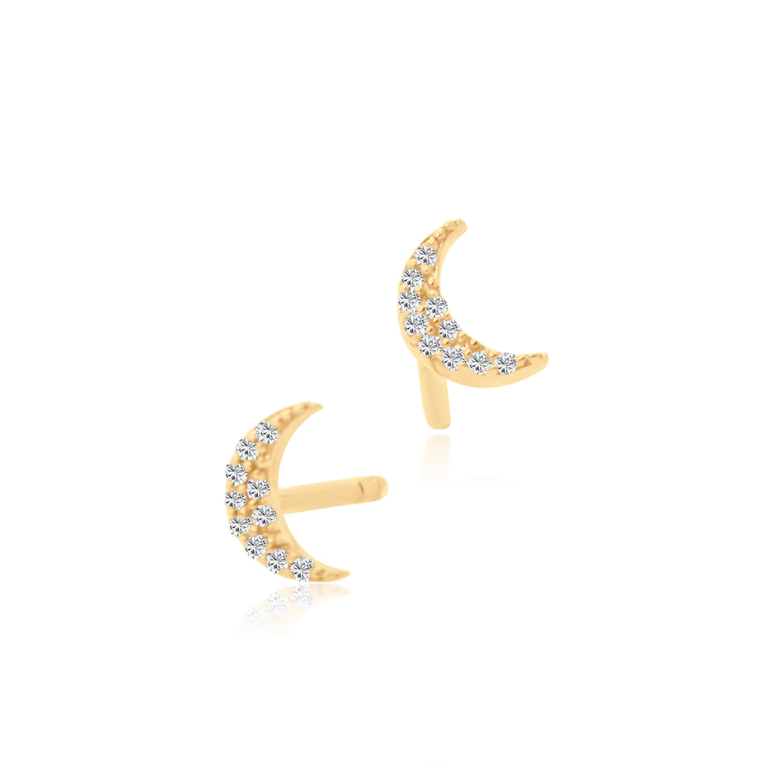 Mini Pave Diamond Crescent Studs