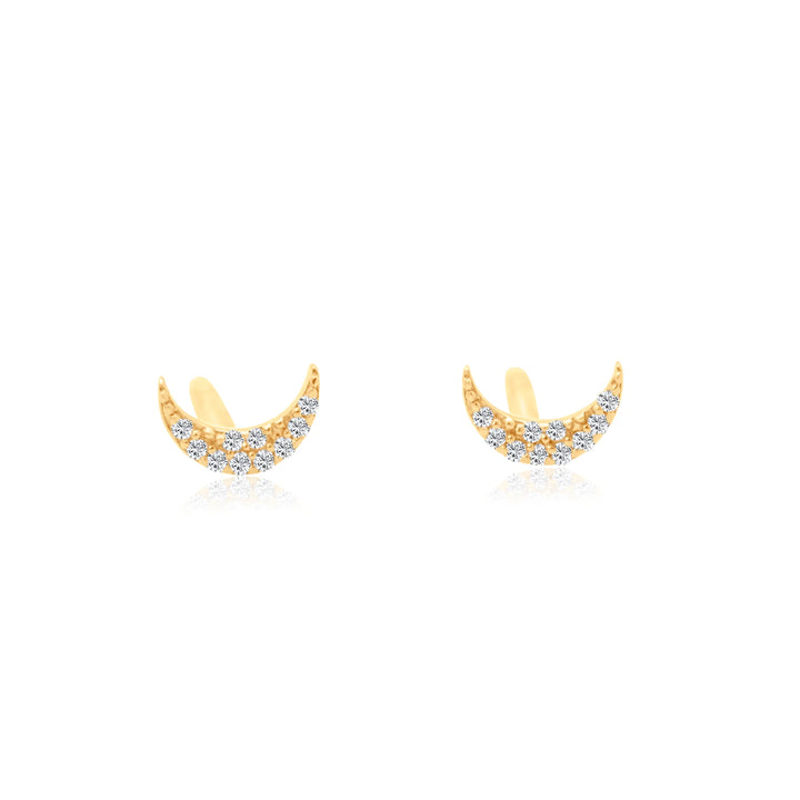 Mini Pave Diamond Crescent Studs