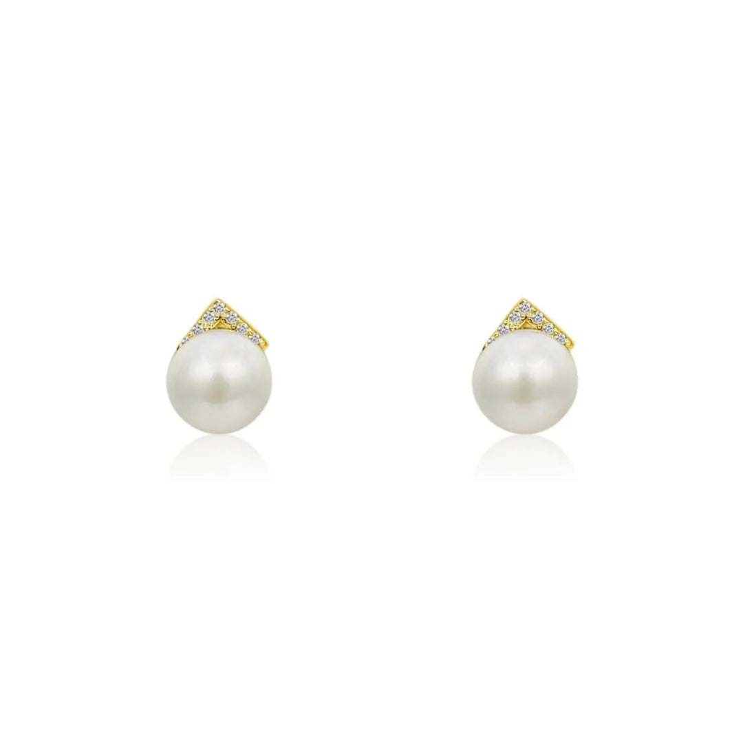 Diamond V Pearl Studs