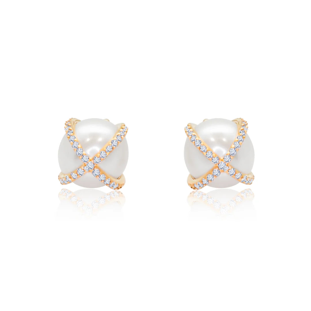 Diamond X Pearl Studs