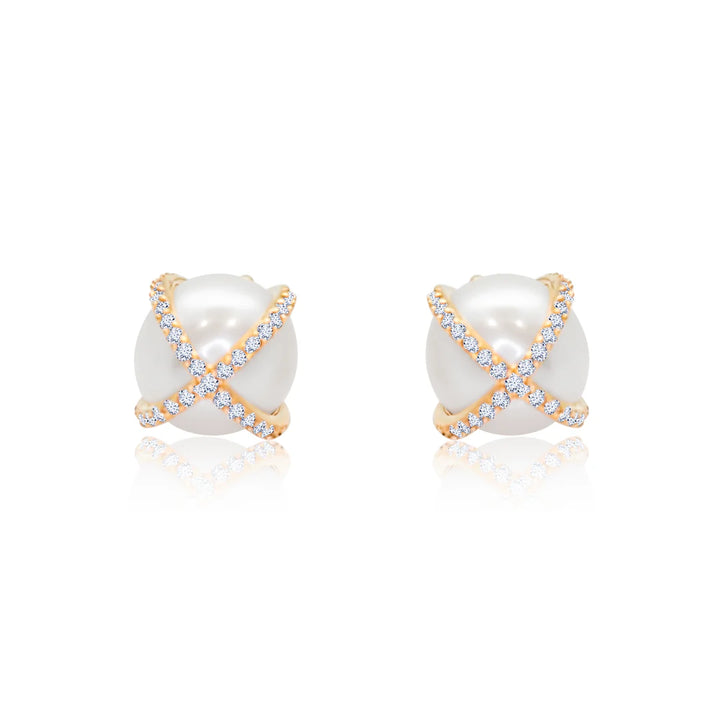 Diamond X Pearl Studs