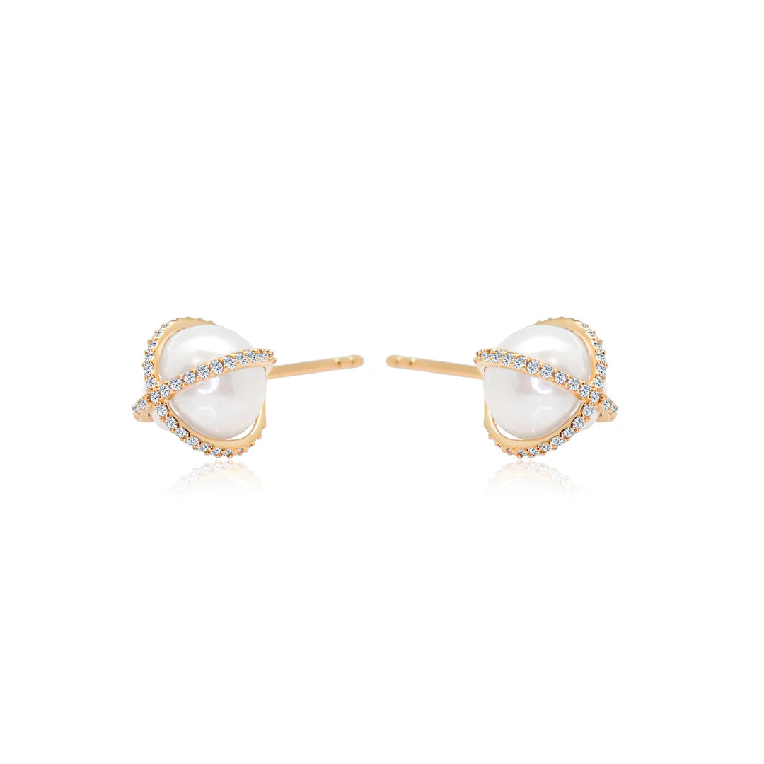 Diamond X Pearl Studs