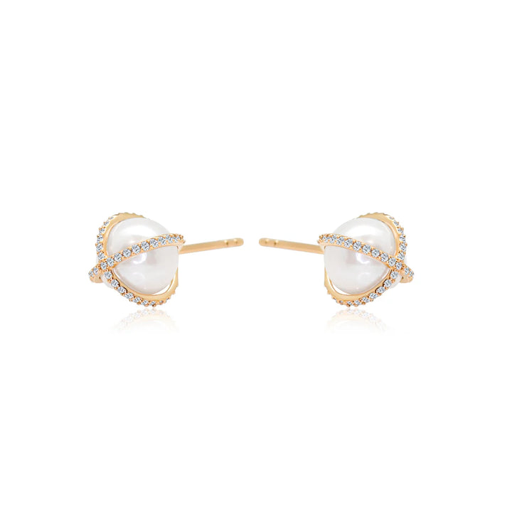 Diamond X Pearl Studs