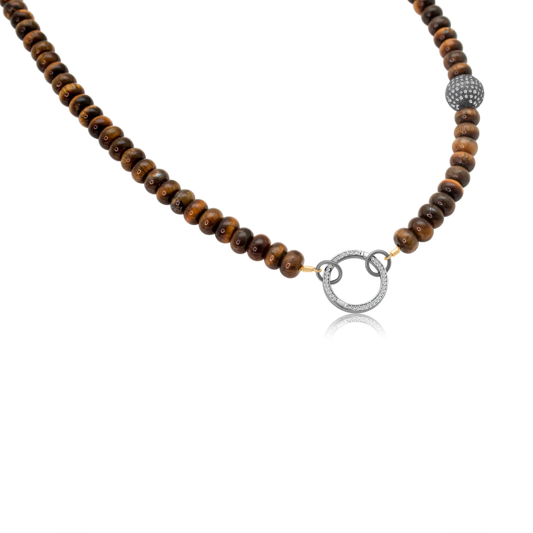 Diamond Tigers Eye Gemstone Necklace