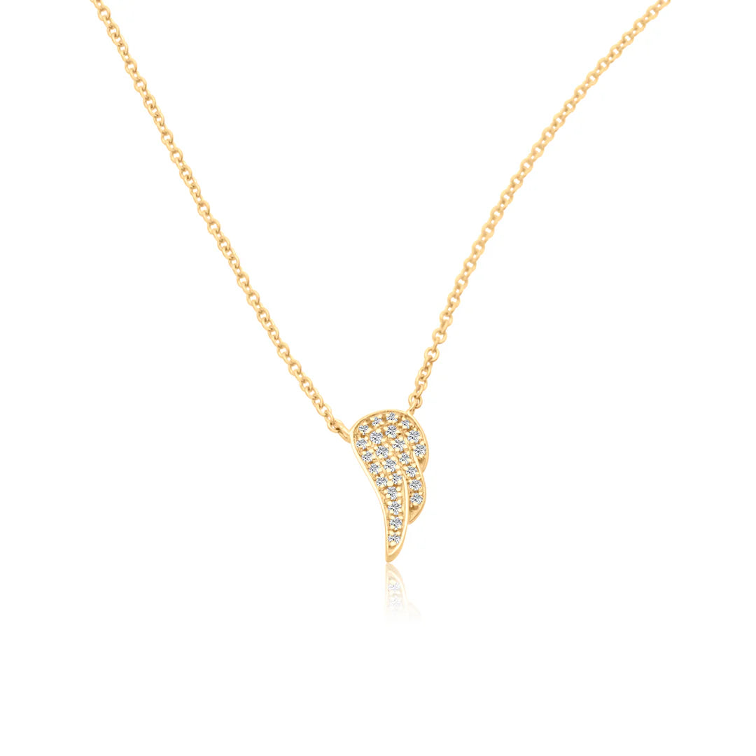 Mini Pave Diamond Angel Wing Necklace