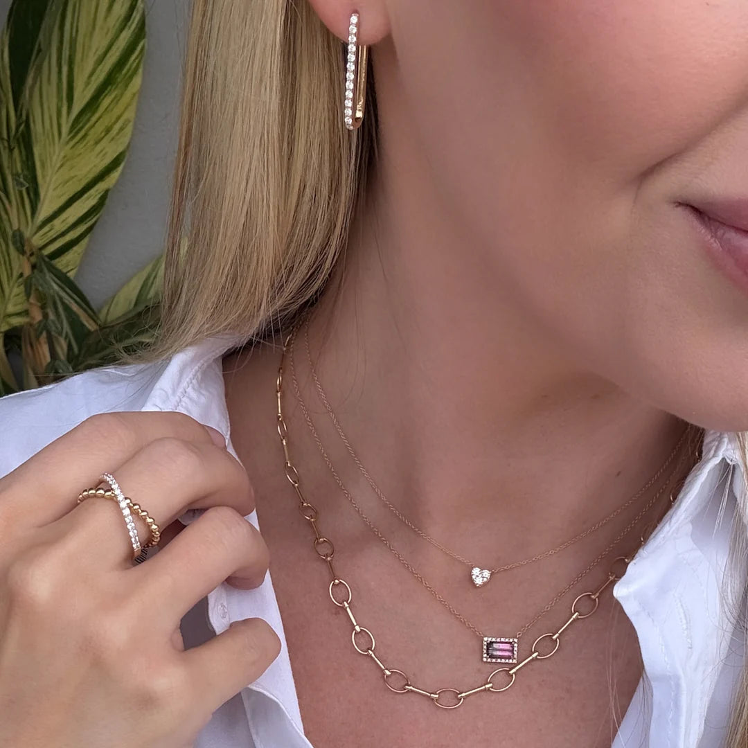 Diamond Watermelon Tourmaline Necklace