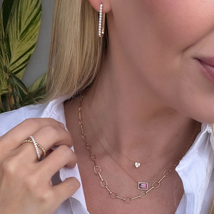 Diamond Watermelon Tourmaline Necklace
