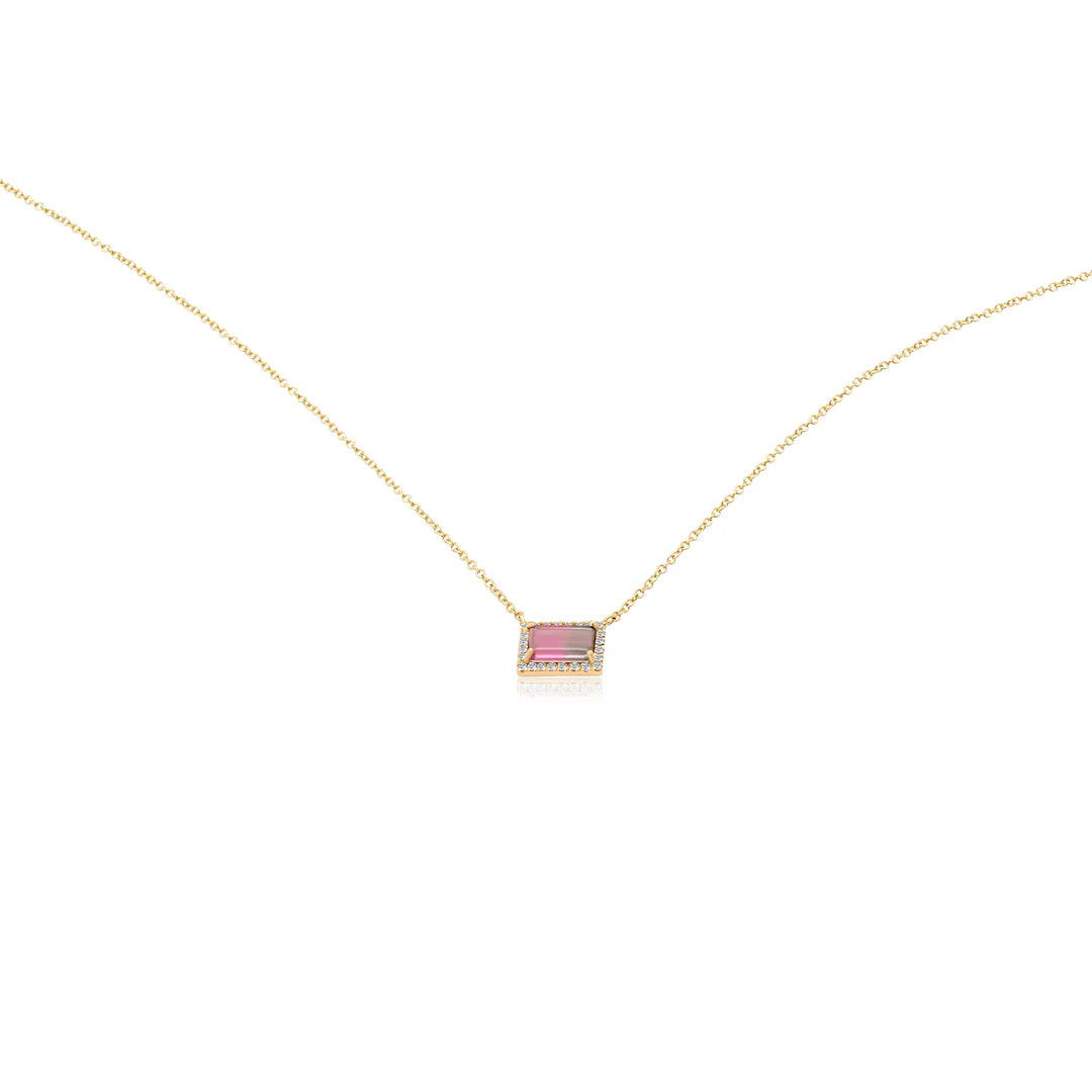 Diamond Watermelon Tourmaline Necklace