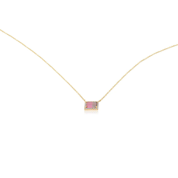 Diamond Watermelon Tourmaline Necklace