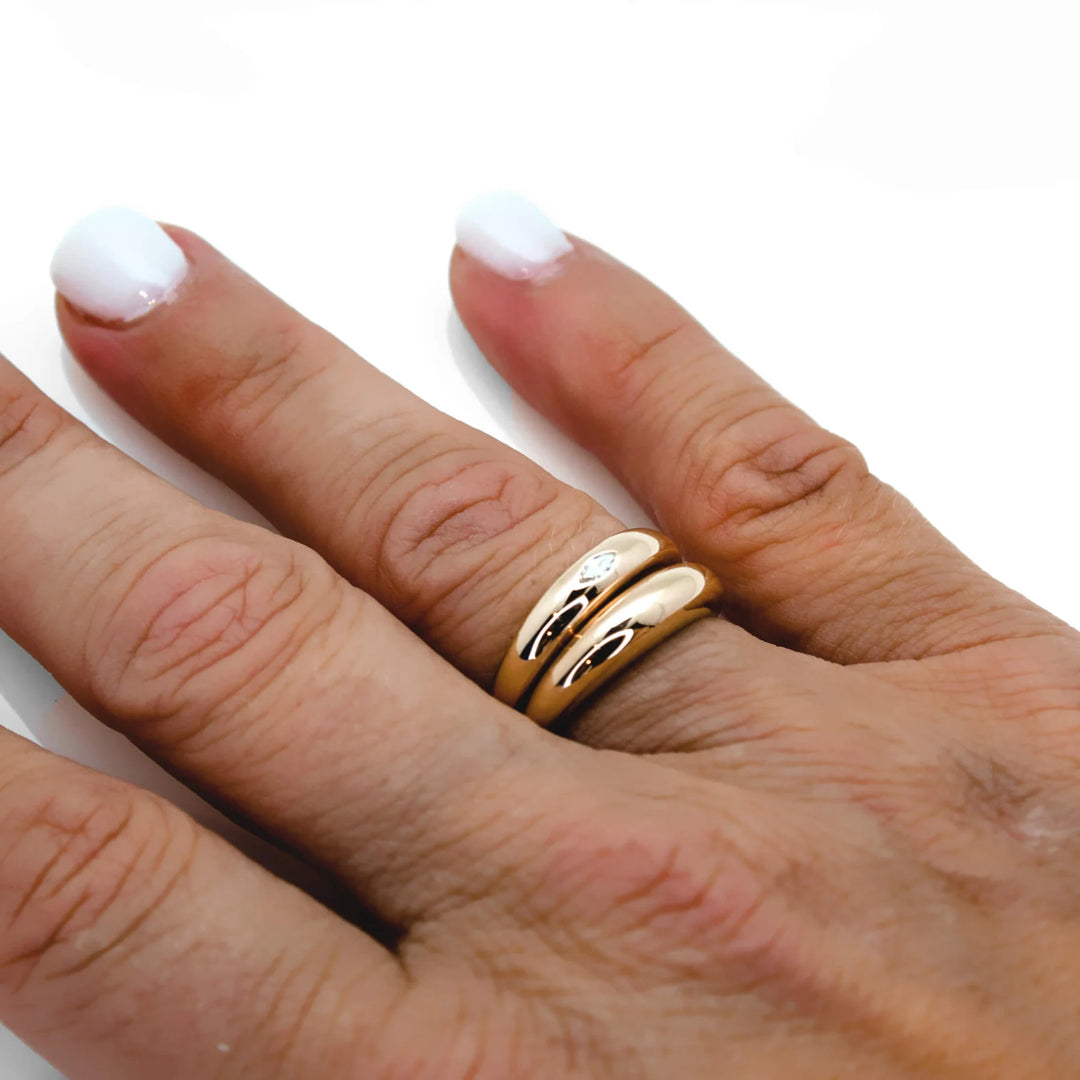 Gold Dome with Marquise Diamond Ring