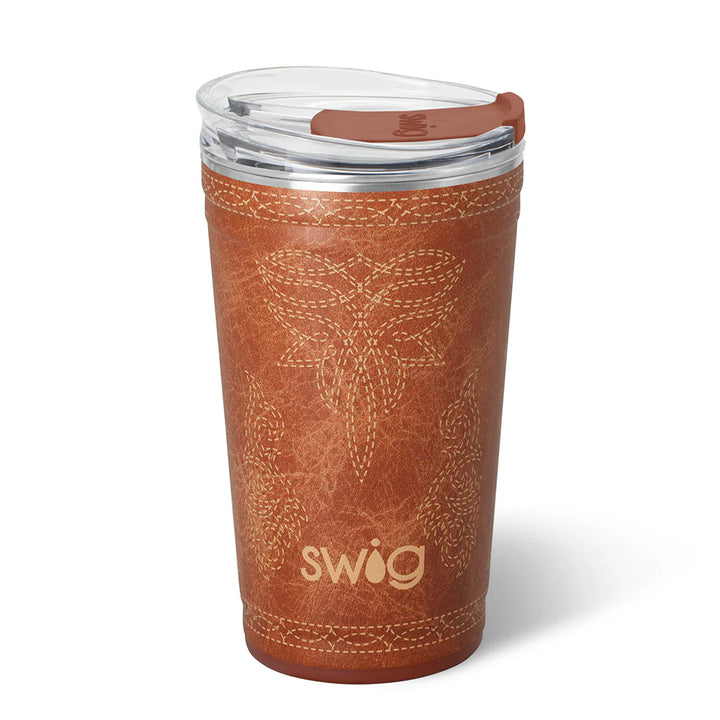 Saddle Stitch Cognac Party Cup 24oz