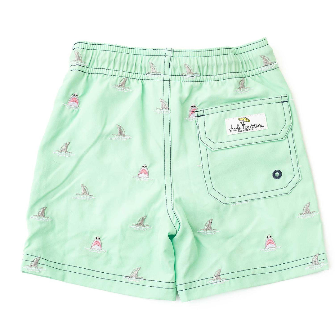 Mint Sharks Boys Swim Trunks