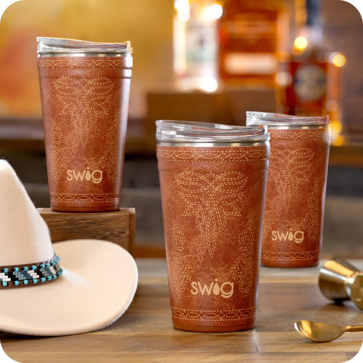 Saddle Stitch Cognac Party Cup 24oz