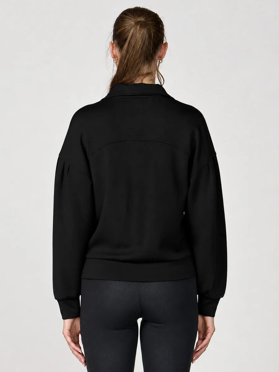 Pleat Sleeve Zip Mock Neck Jacket
