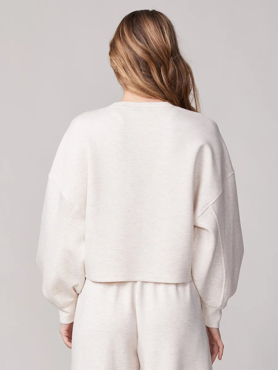 Pleated Cropped Crew Pullover