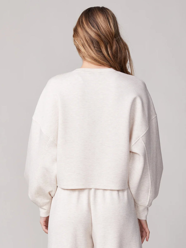 Pleated Cropped Crew Pullover