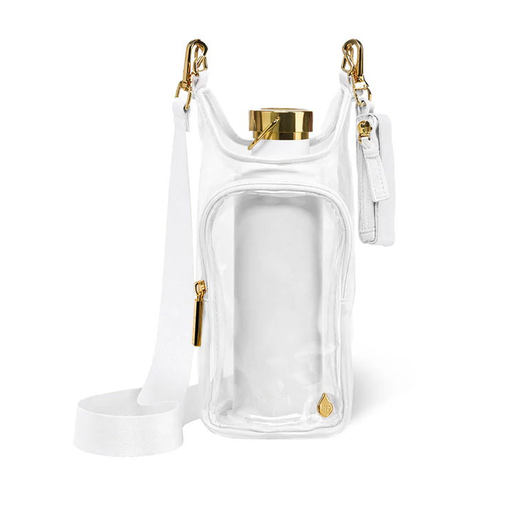 Clear HydroBag® Stadium with White Vegan Leather Trim
