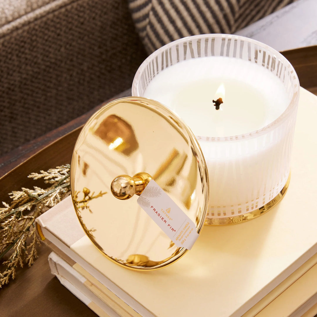 Frasier Fir Large Frosted Wood Grain Candle