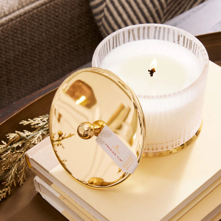 Frasier Fir Large Frosted Wood Grain Candle
