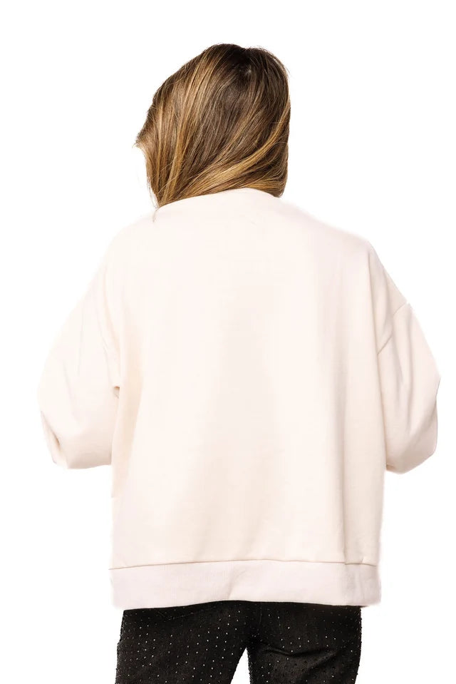 Ivory Sequin Flower Ghost Sweatshirt