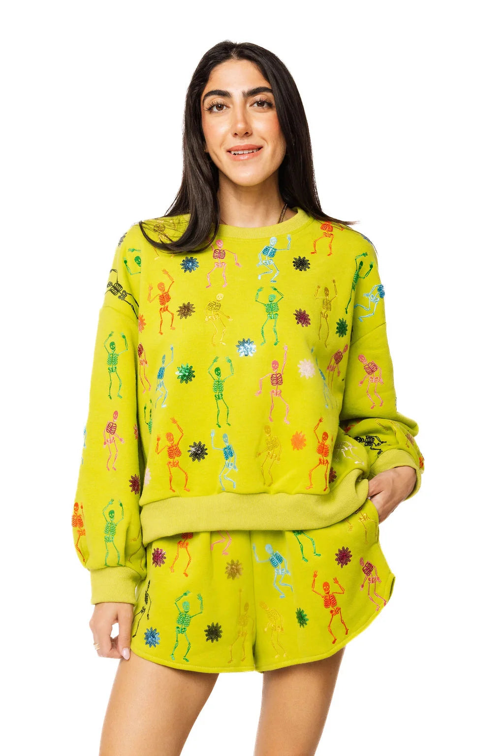 Lime Green Multi Skeleton Sweatshirt