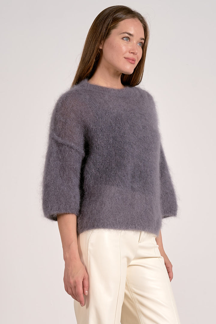 Midi Sleeve Crewneck Sweater