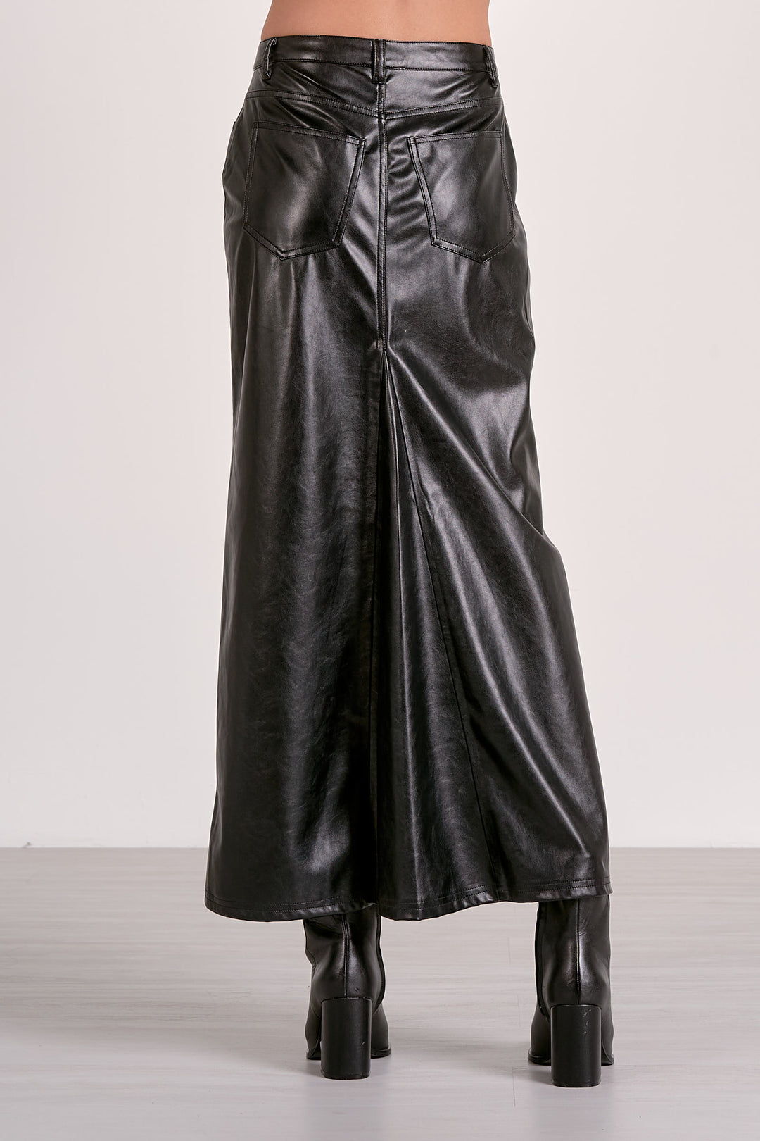 Leather Front Slit Skirt