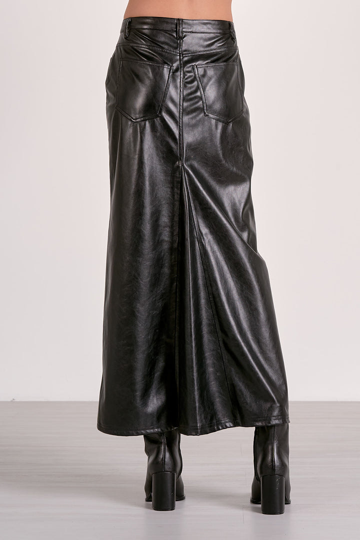 Leather Front Slit Skirt