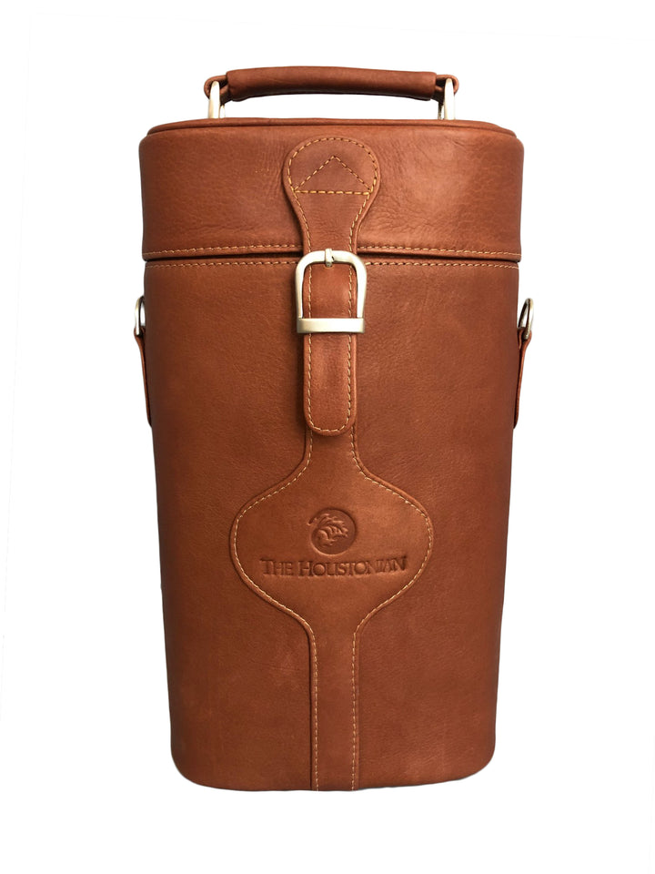 Leather Houstonian Double Deluxe Wine Carrier